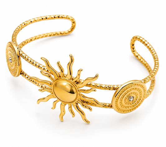 Sunburst Gold Stainless Steel Bangle