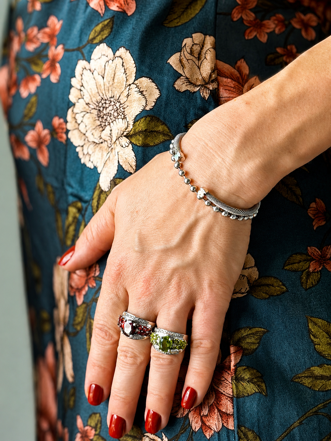 Natural Peridot Sterling Silver Cocktail Ring