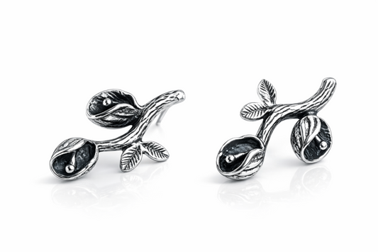 25 Sterling Silver Handmade Flower Stud Earrings Artistic Nature Inspired Unique Jewelry