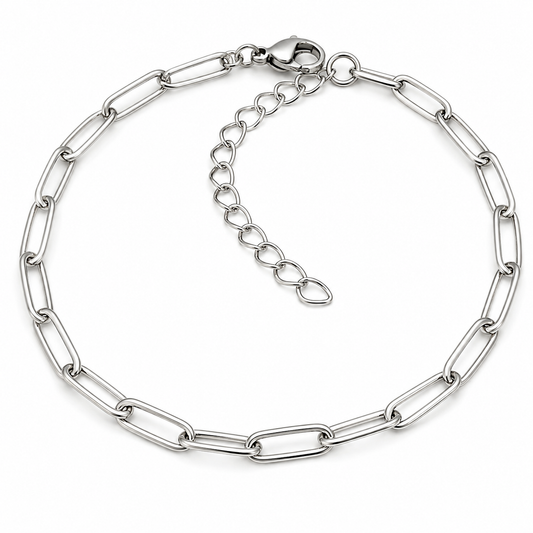 Minimalist Silver Paperclip Chain Necklace
