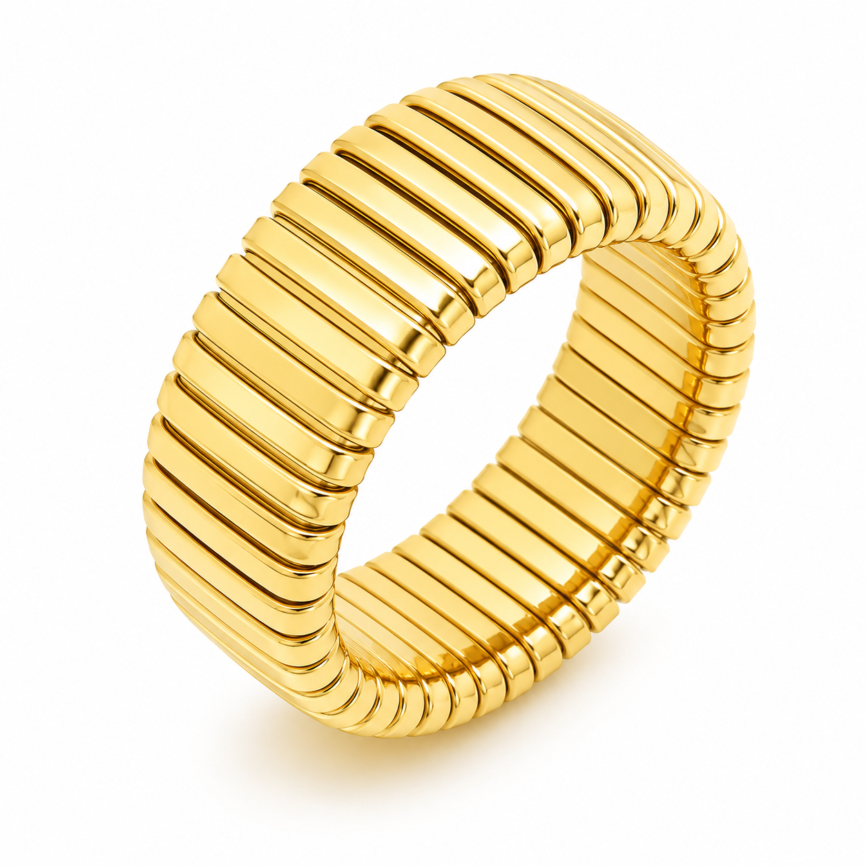 Wide Ribbed Statement Ring Bold Contemporary Gold Ring