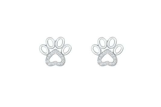 Paw Spark Stud Earrings 925 Silver