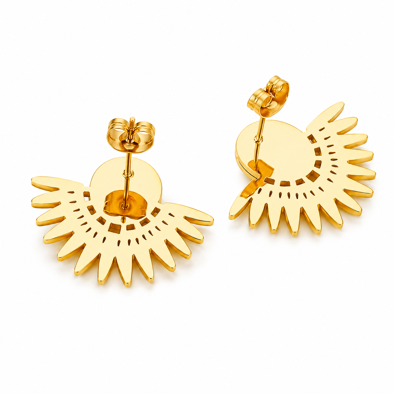 Sunburst Mother of Pearl Stud Earrings Bold Contemporary Gold Statement Earrings