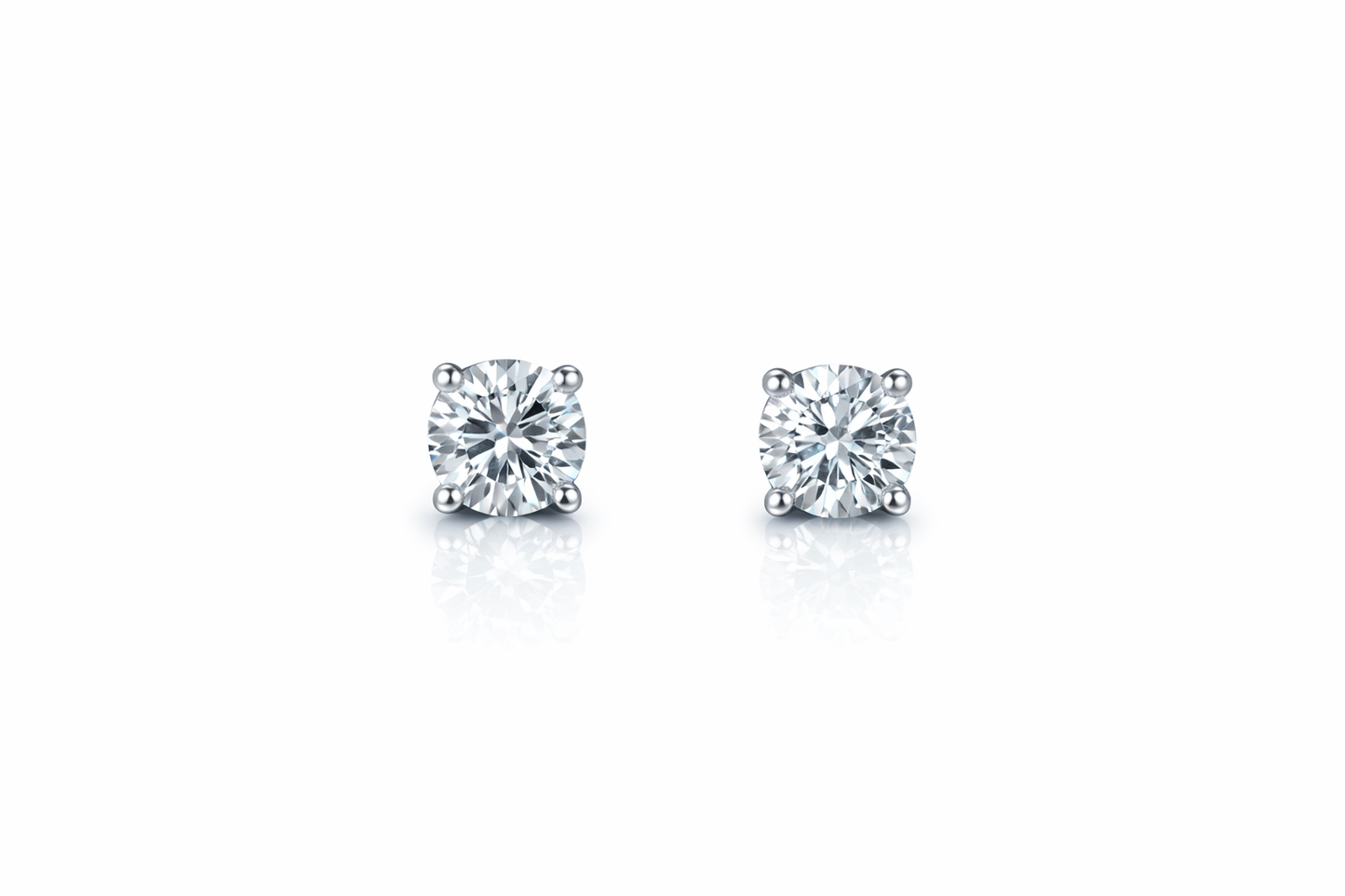 925 Sterling Silver Round Stud Earrings Classic Solitaire Crystal Studs for Women