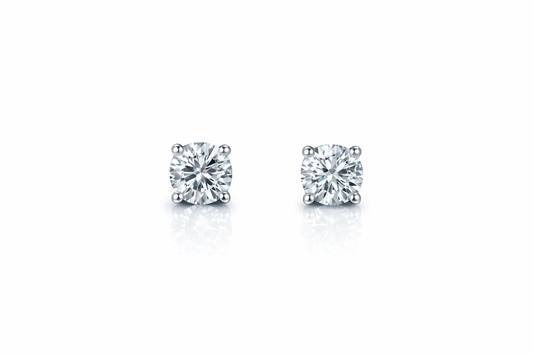 925 Sterling Silver Round Stud Earrings Classic Solitaire Crystal Studs for Women