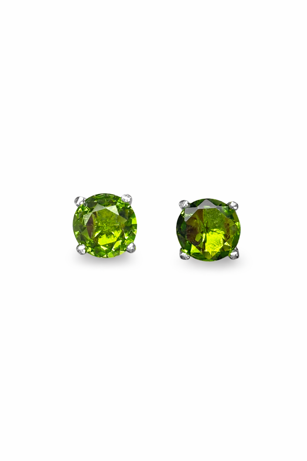 Classic Green Gemstone Stud Earrings in 925 Sterling Silver