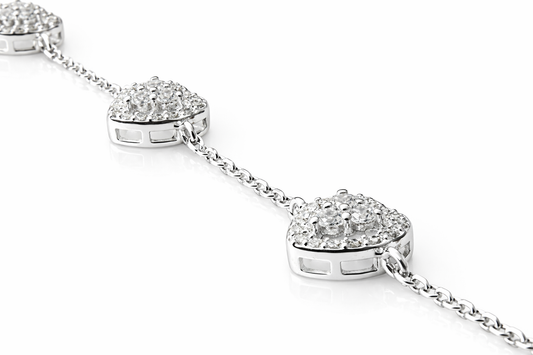 925 Silver Heart Shaped Design With Diamond Inspired Stones
