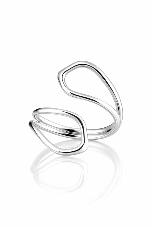 925 Sterling Silver Adjustable Open Ring Minimalist Modern Statement Ring for Women