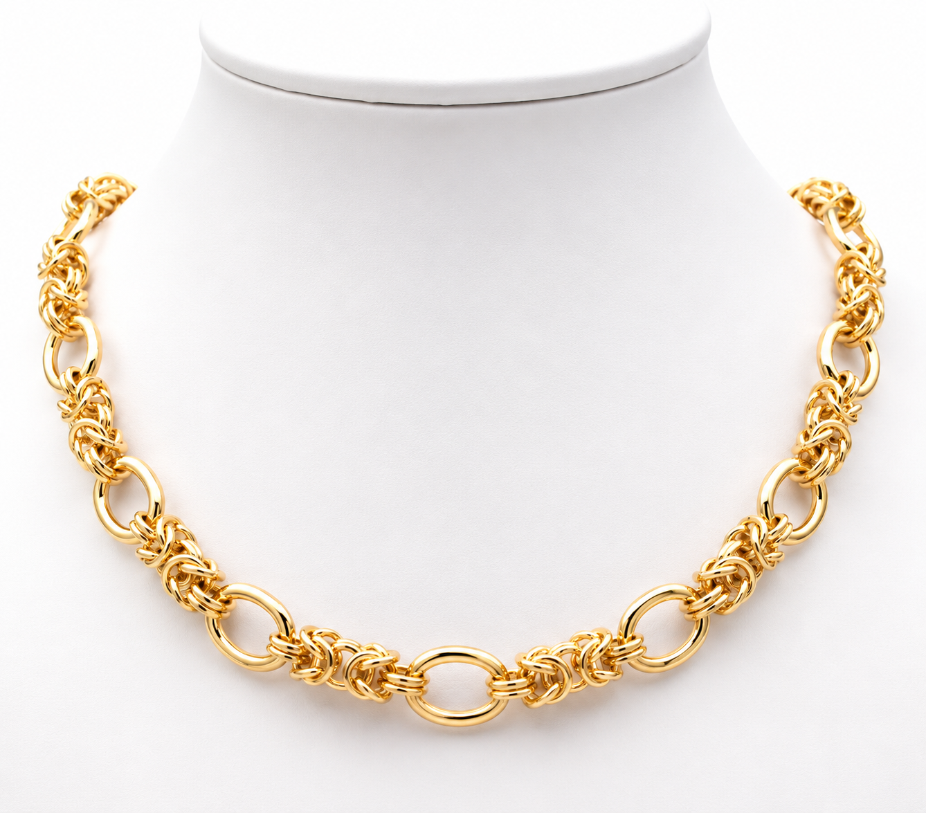 Textured Link Gold Stainless Steel Necklace