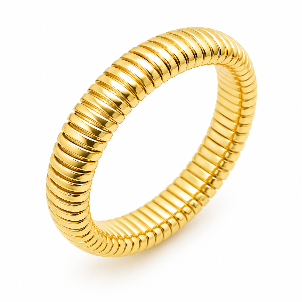 Slim Ribbed Stack Ring Contemporary Gold Band