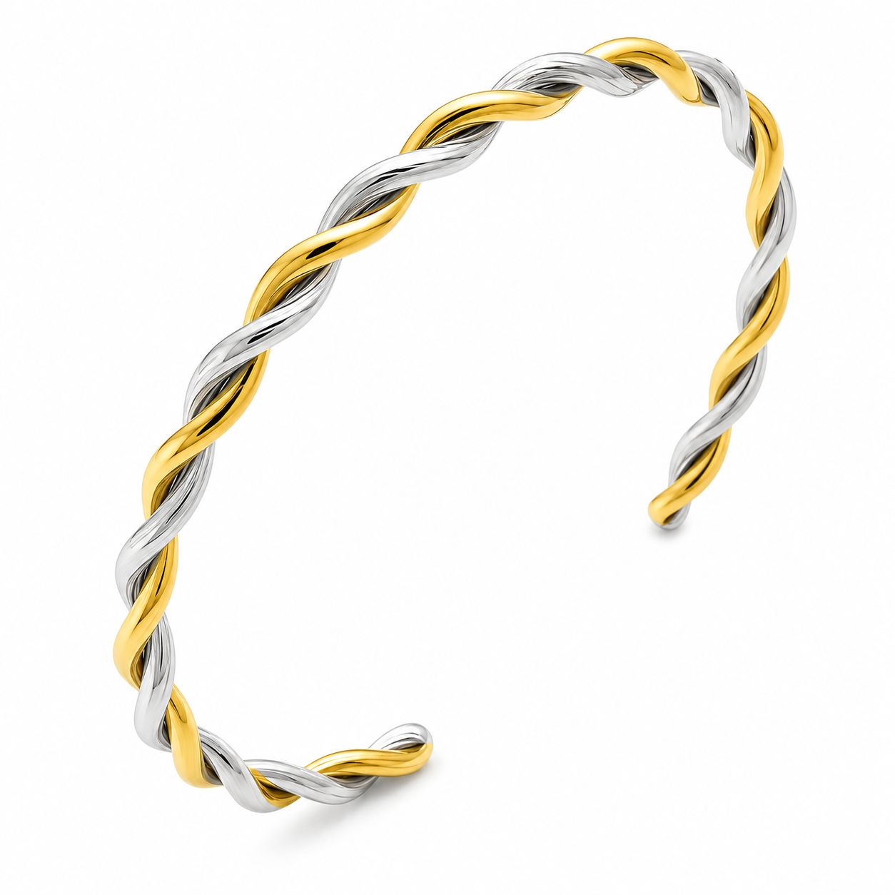 Two Tone Twisted Cable Cuff Bracelet