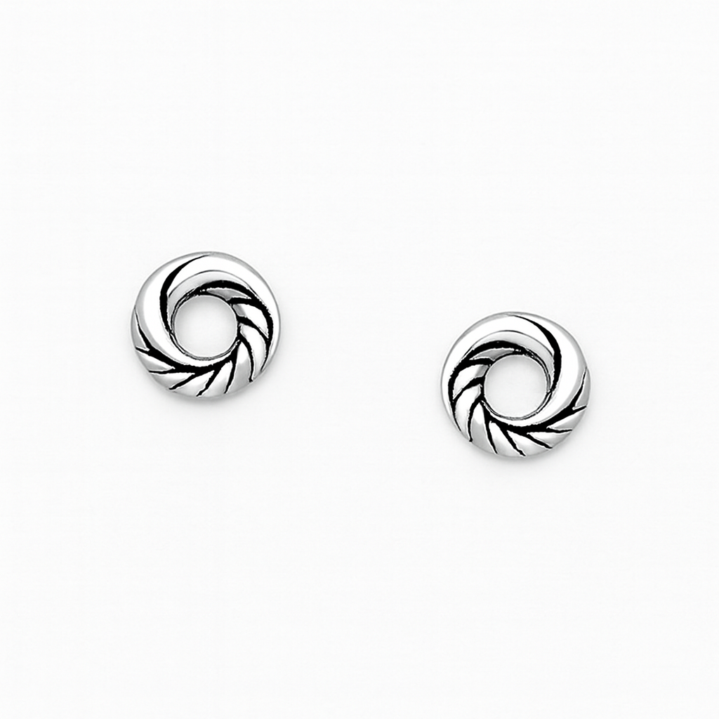 925 Sterling Silver Spiral Stud Earrings Minimalist Swirl Circle Earrings for Women