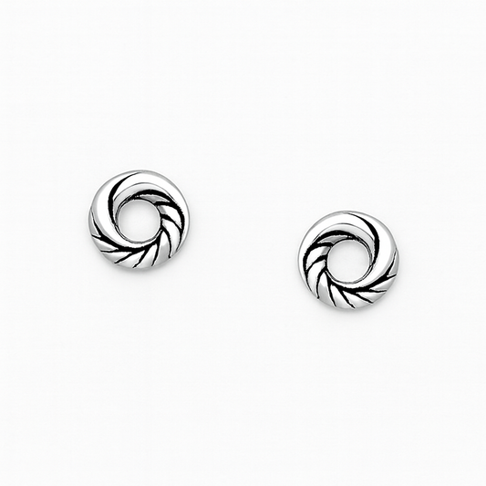 925 Sterling Silver Spiral Stud Earrings Minimalist Swirl Circle Earrings for Women