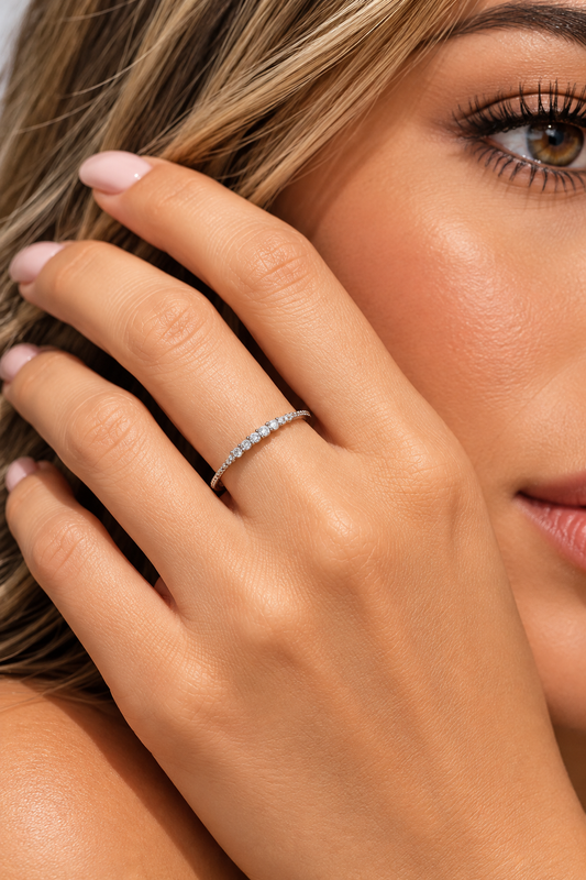 925 Sterling Silver Moissanite Five Stone Dainty Ring