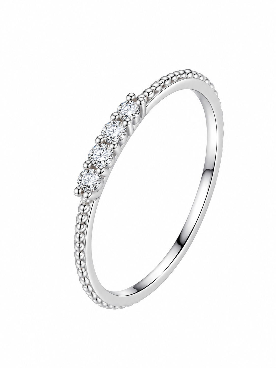 925 Sterling Silver Moissanite Five Stone Dainty Ring
