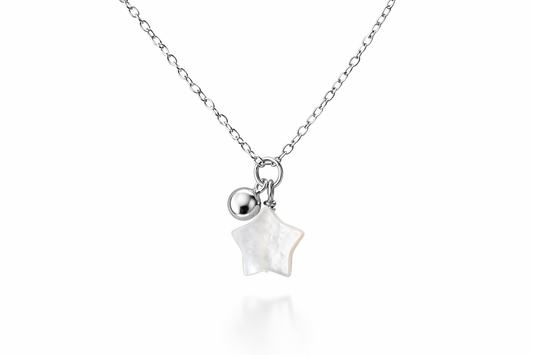 925 Sterling Silver Star Necklace with Mother of Pearl Charm