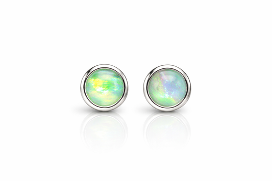 925 Sterling Silver Opal Stud Earrings