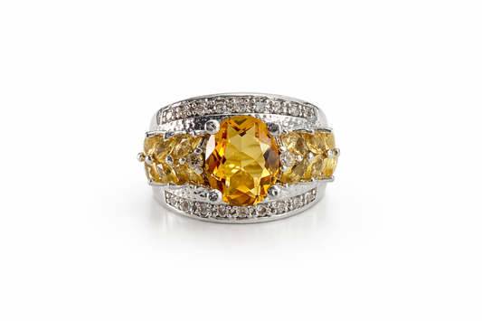 Lemon Citrine Radiance Ring – 925 Sterling Silver
