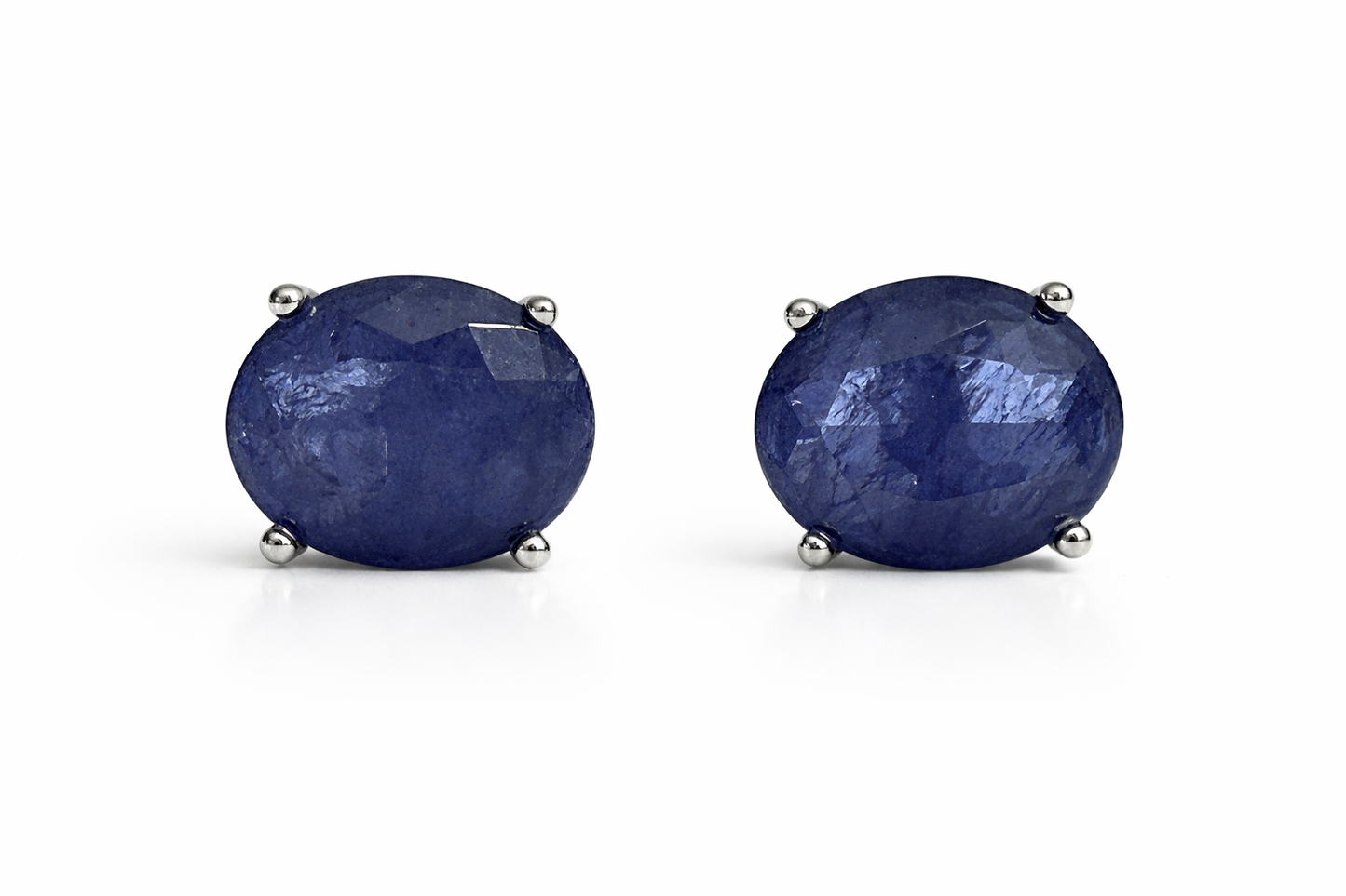 Ocean Depth Sapphire Color Gem Stud Earrings 925 Sterling Silver