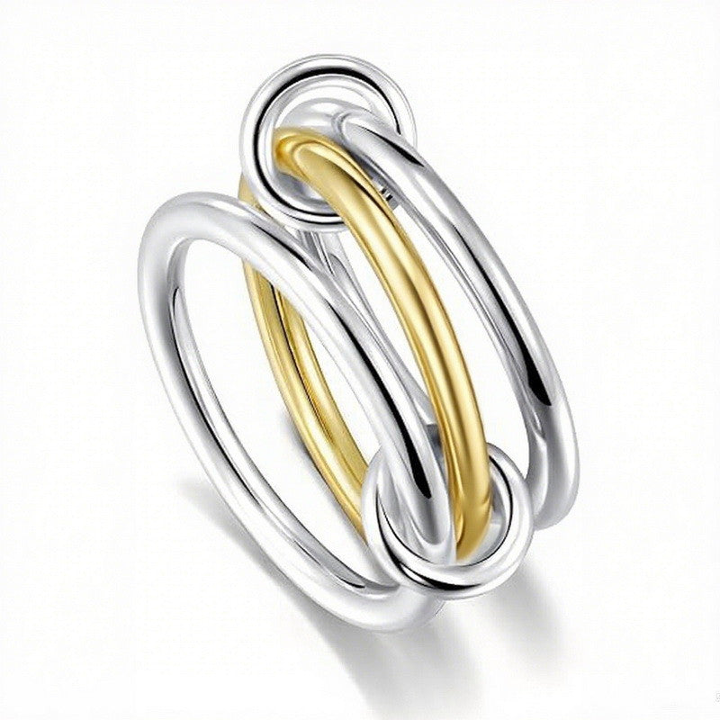 Two-Tone Interlocked Stainless Steel Ring