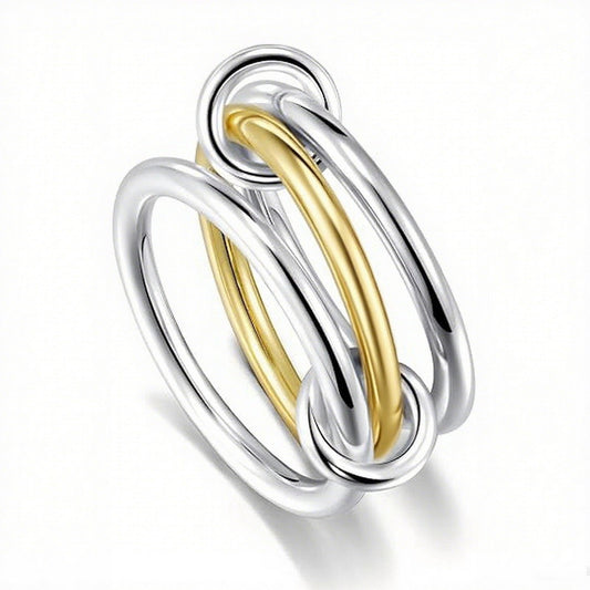 Two-Tone Interlocked Stainless Steel Ring