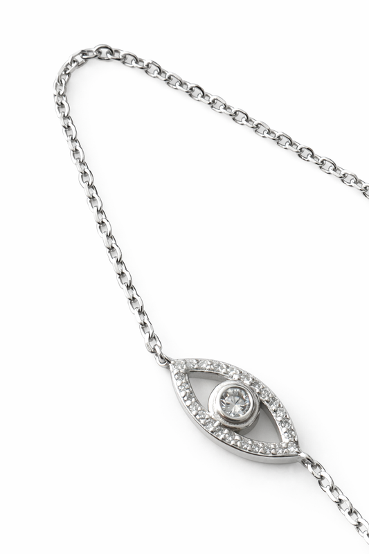 Diamond Inspired Eye Sterling Silver Bracelet