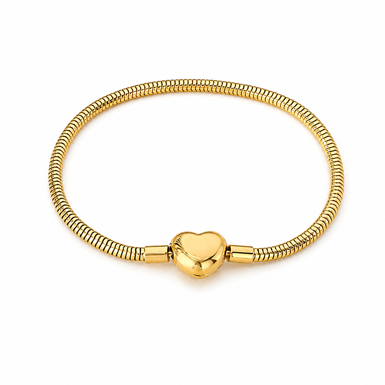 Heart Clasp Snake Chain Bracelet Gold Stainless Steel