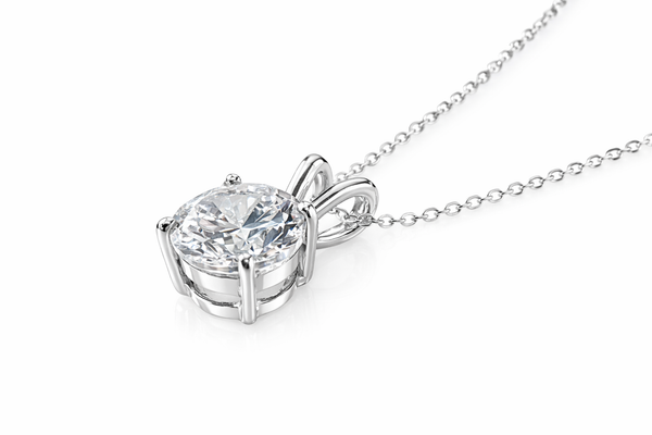Diamond Inspired Solitaire Sterling Silver Necklace 925 Silver