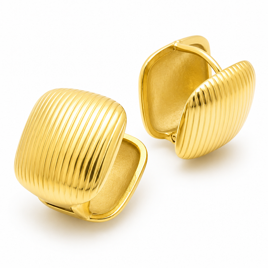 Ribbed Gold Statement Earrings