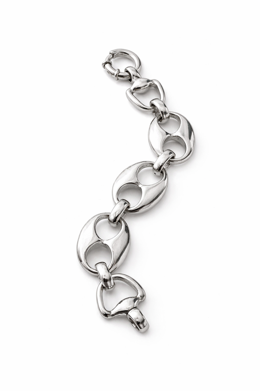 Gucci Link 925 Sterling Silver High Polish Sculptural Link Bracelet Store Display