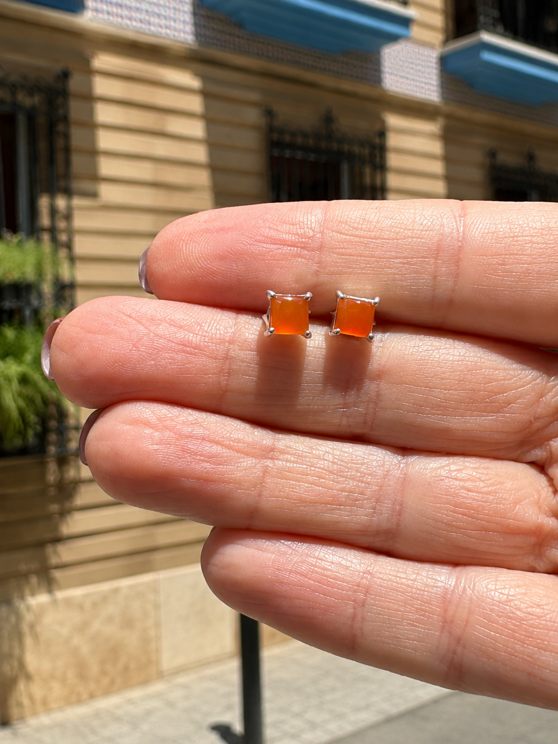Sun Glow Orange Stud Earrings