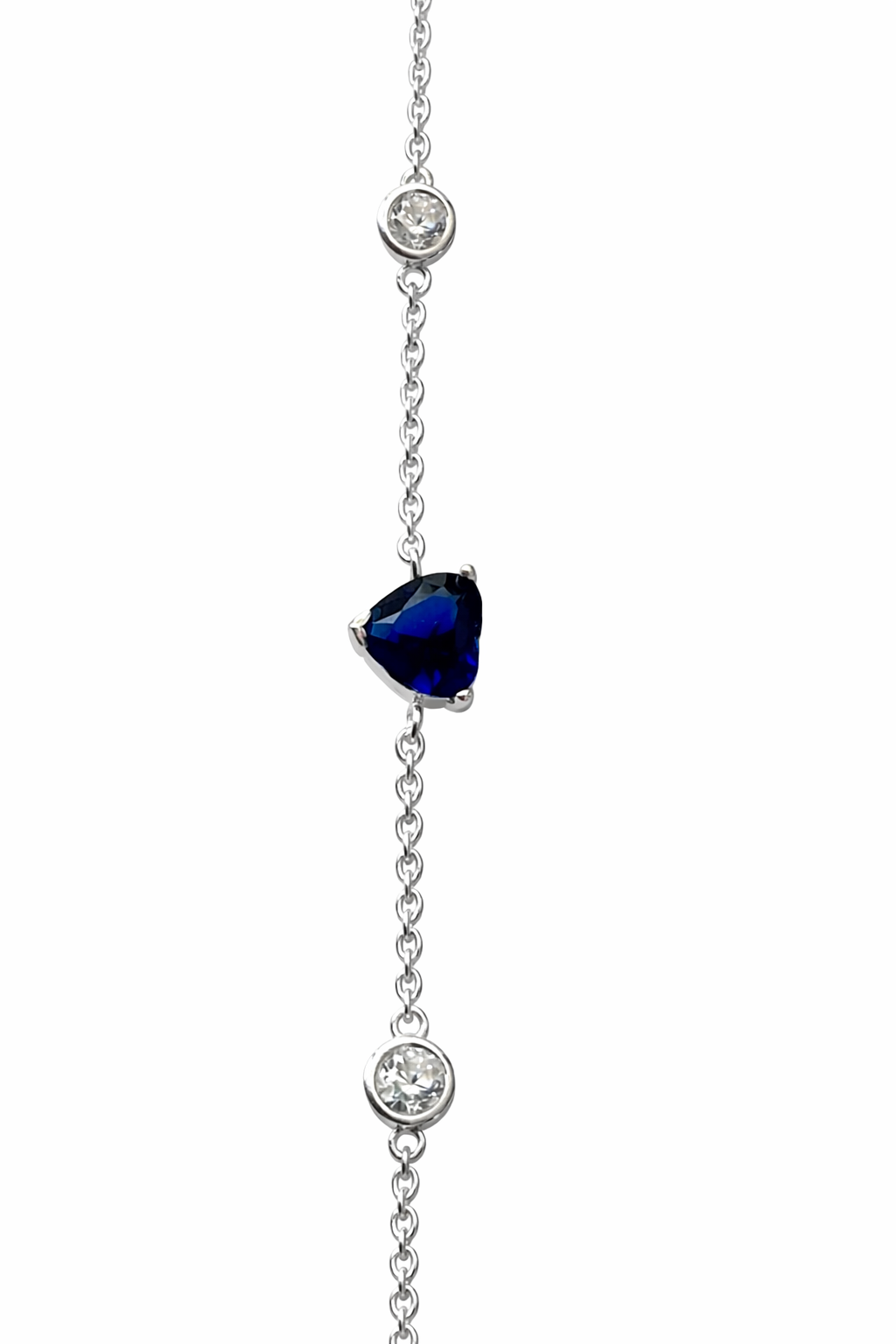 Diamond Inspired Blue Heart Crystal Sterling Silver Bracelet