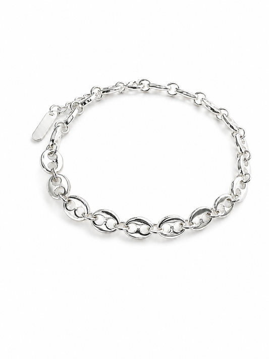 925 Sterling Silver Link Bracelet Modern Chain Bracelet with Polished Finish for Women