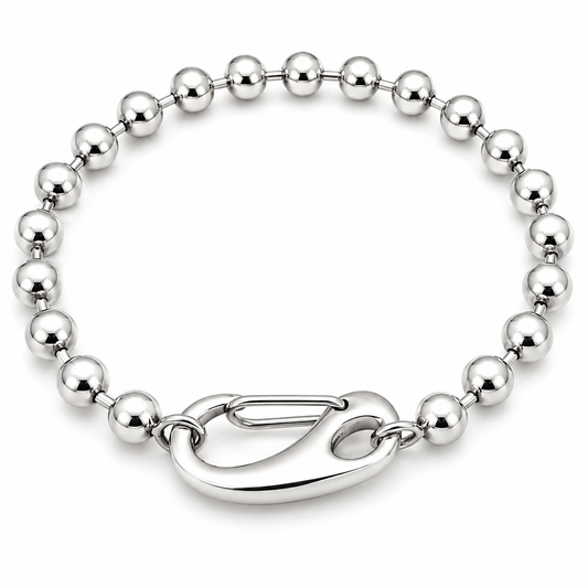 Silver Ball Chain Toggle Bracelet