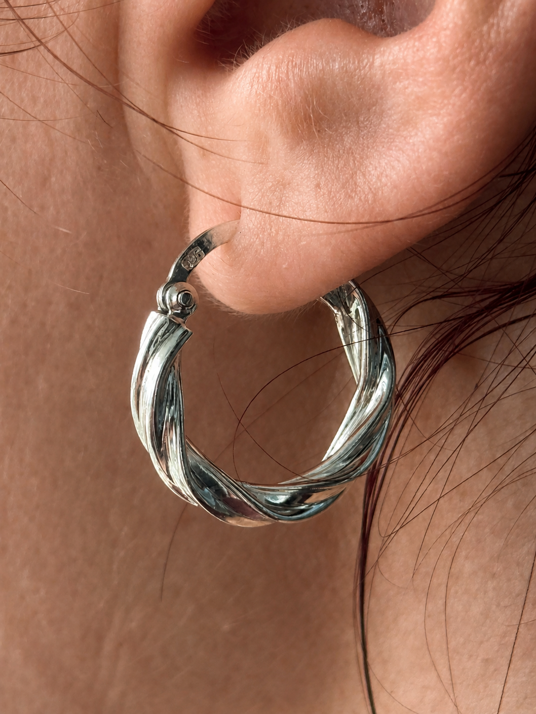 Twisted Sterling Silver Hoop Earrings