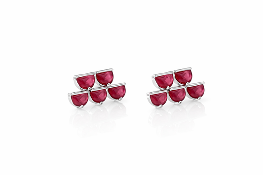 Natural Red Gemstone Sterling Silver Earrings Handmade 925 Silver