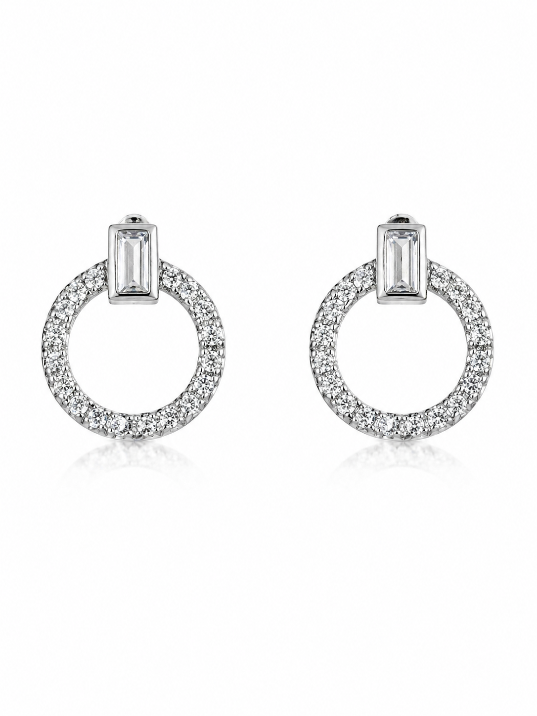 Radiant Circle Drop Stud Earrings 925 Silver
