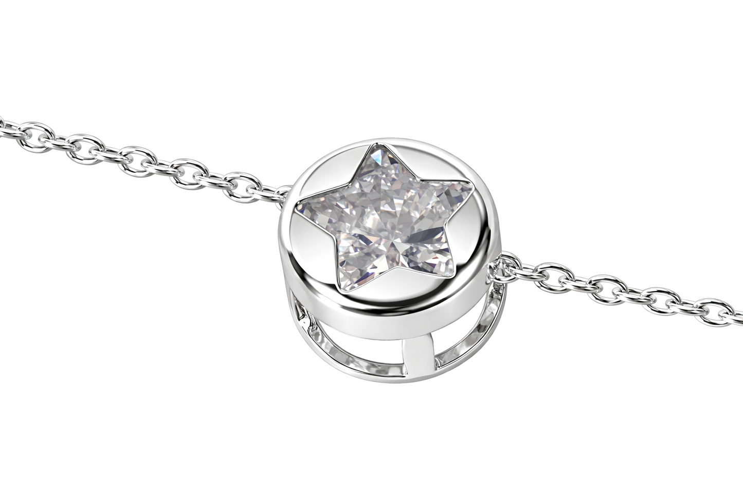 925 Sterling Silver Star Bracelet with Faceted Stone