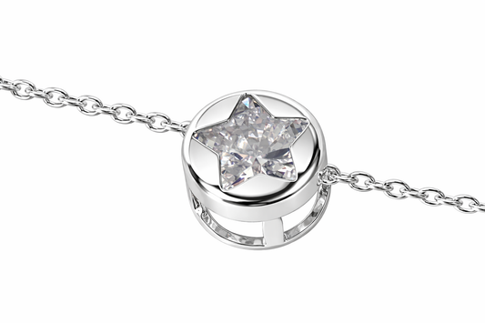 925 Sterling Silver Star Bracelet with Faceted Stone