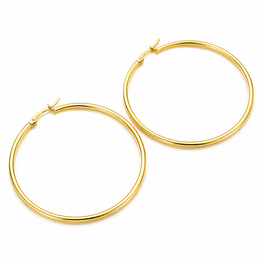 Gold Hoop Earrings Bold Stainless Steel Statement Earrings