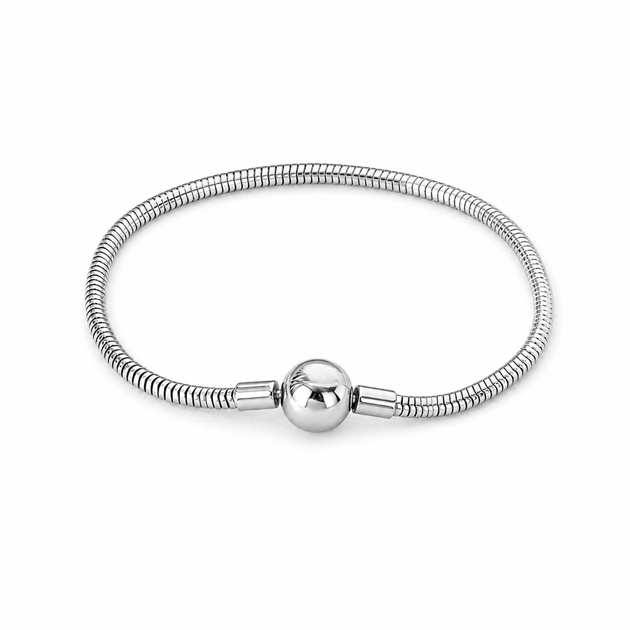 Classic Snake Chain Charm Bracelet Silver Stainless Steel