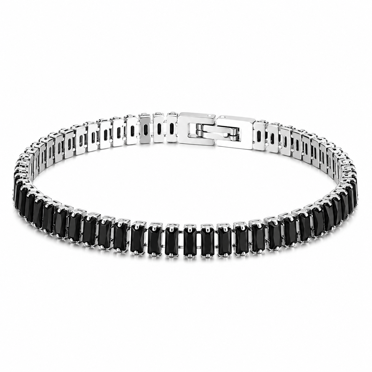 Stainless Steel Baguette Crystal Tennis Bracelet Luxury Bracelet