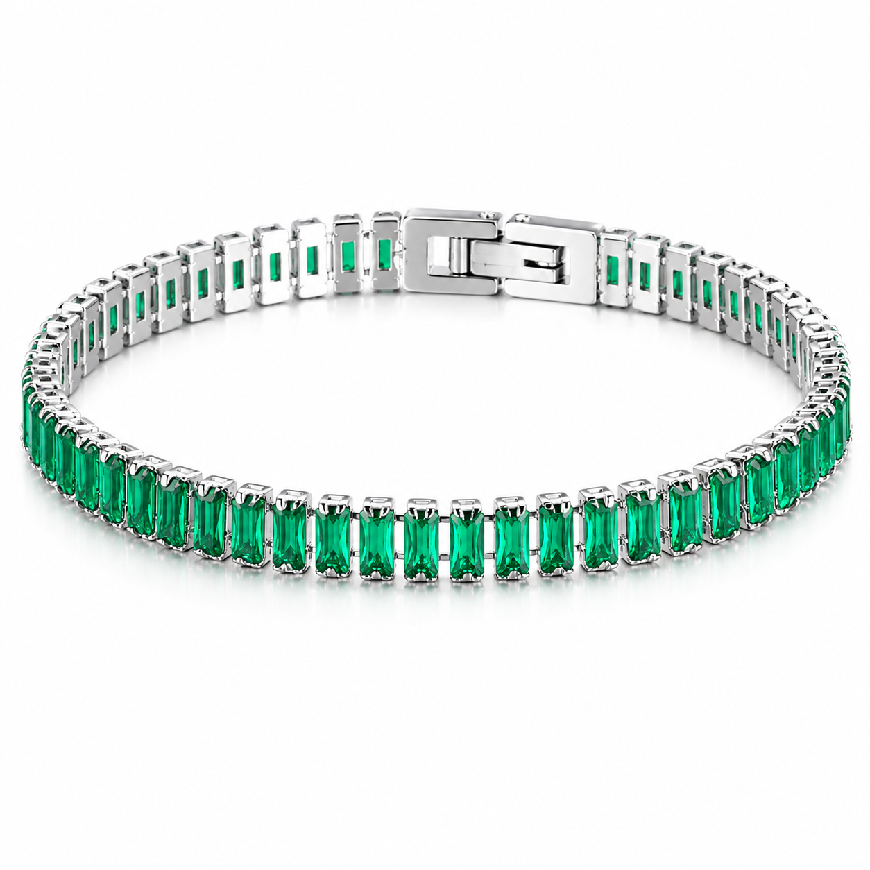 Stainless Steel Baguette Crystal Tennis Bracelet Luxury Bracelet