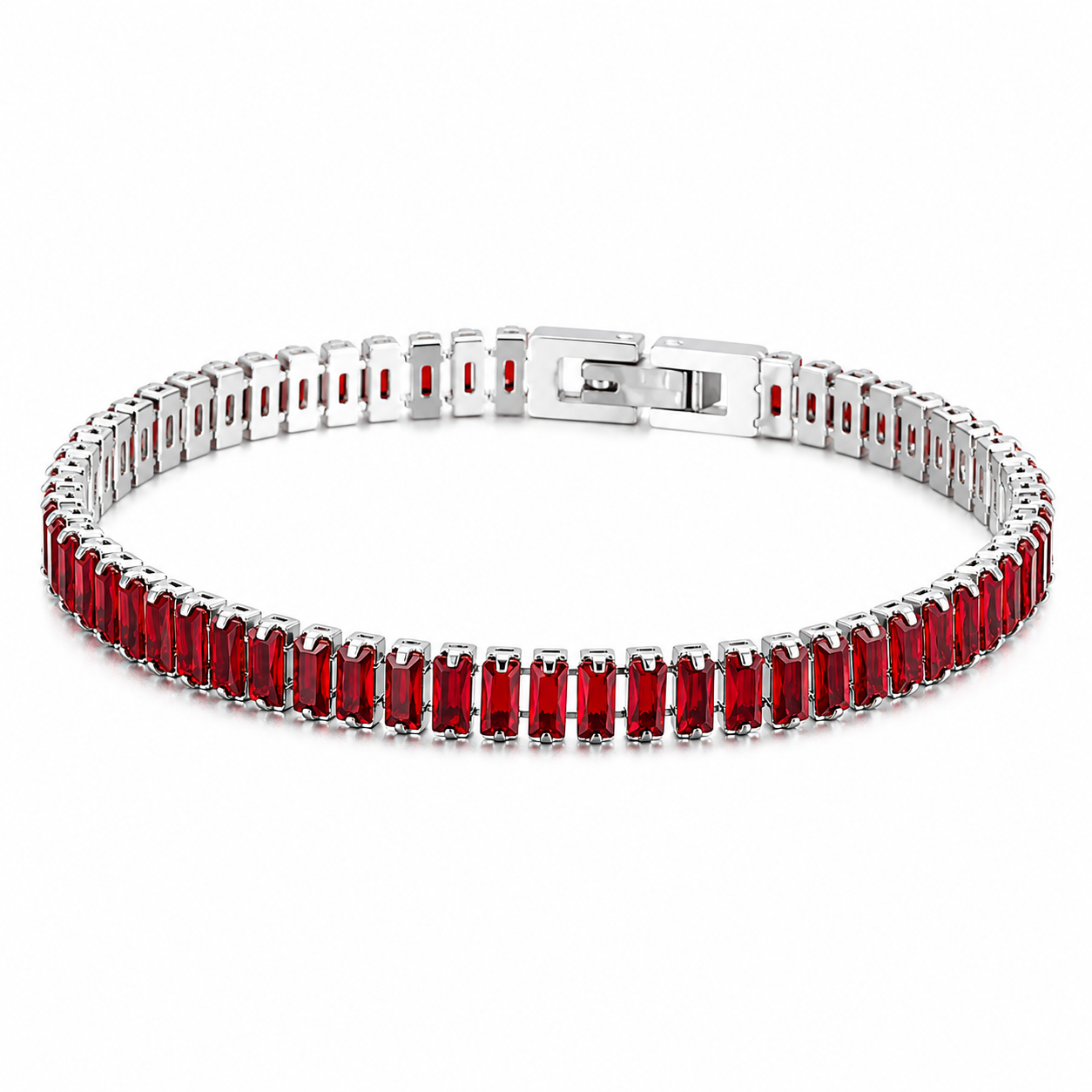 Stainless Steel Baguette Crystal Tennis Bracelet Luxury Bracelet